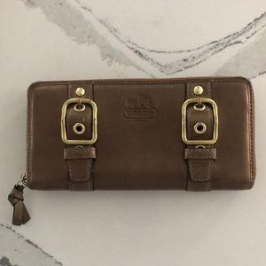 Coach zip-around metallic wallet